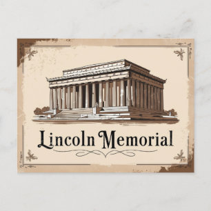 Cartão Postal Memorial Lincoln Vintage