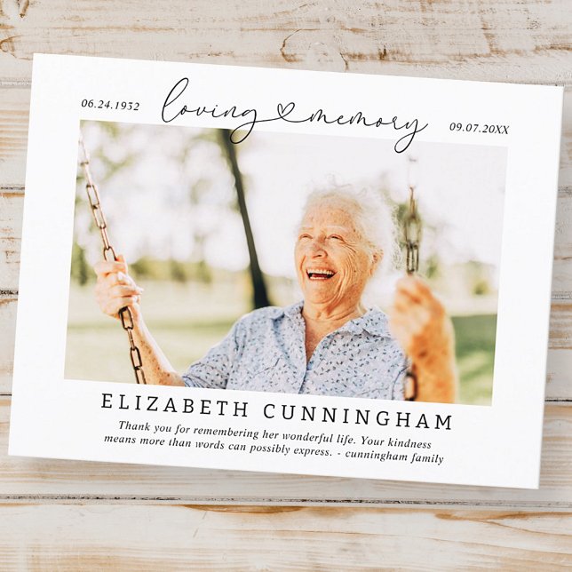 Cartão Postal Memorial Simples Moderno Foto Em Memória Carinhosa (Criador carregado)