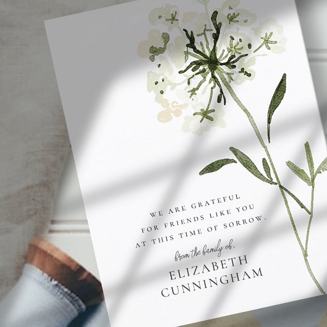 Cartão Postal Memorial Watercolor Flower Botanicals Elegante Chi (Criador carregado)