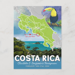 Cartão Postal Memórias da Lua de Honra Mapa da Costa Rica