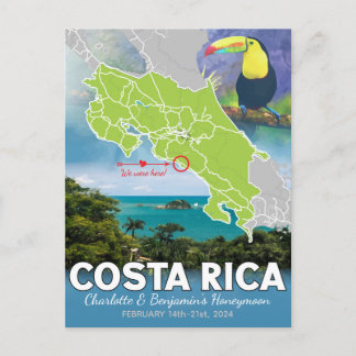 Cartão Postal Memórias da Lua de Honra Mapa da Costa Rica
