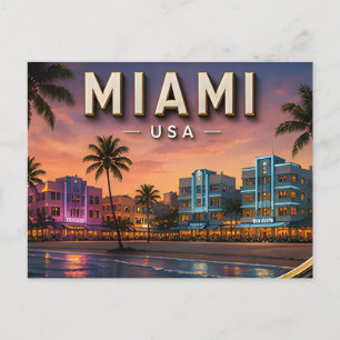 Cartão Postal Memórias de Férias na Praia de Miami