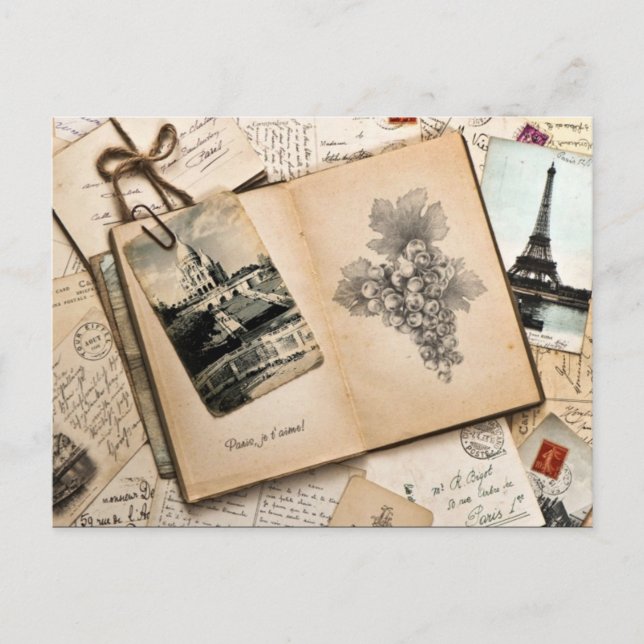 Cartão Postal Memórias de Viagens de Paris Antiga França (Frente)