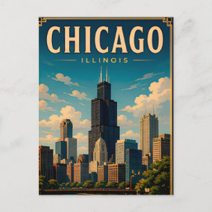 Cartão Postal Memórias icônicas do horizonte de Chicago