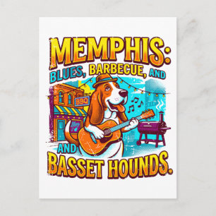 Cartão Postal Memphis Blues Churrasco E Basset Hounds