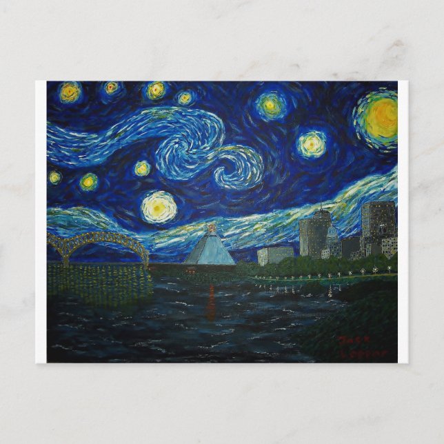 Cartão Postal "Memphis Starry Night" por Jack Lepper (Frente)
