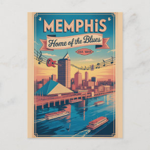 Cartão Postal Memphis Tennessee Antiga Casa do Blues Retro