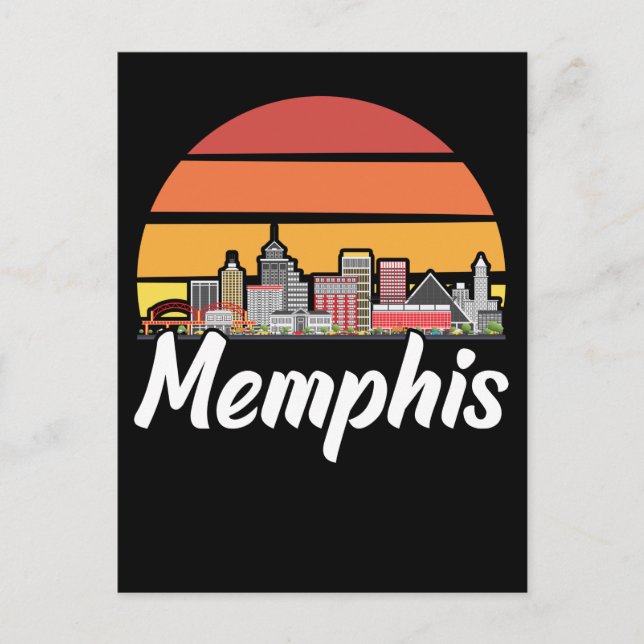 Cartão Postal Memphis Tennessee Retro City Skyline (Frente)