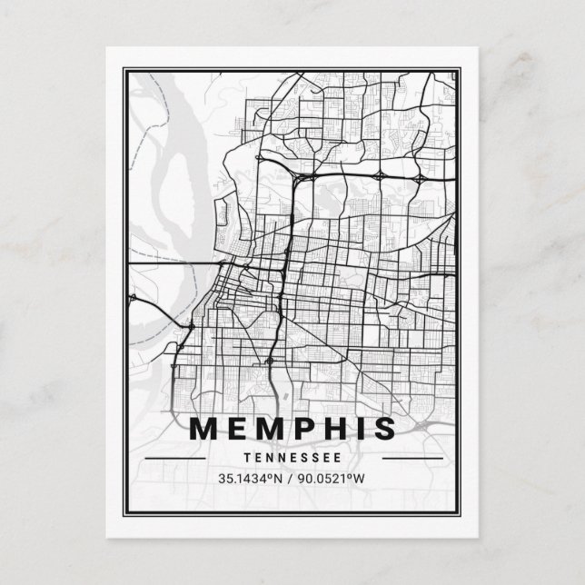 Cartão Postal Memphis Tennessee USA Viagem City Map (Frente)