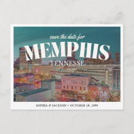 Cartão Postal Memphis Wedding Save the Date Retro Skyline