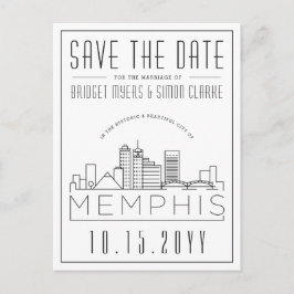 Cartão Postal Memphis Wedding | Skyline Estilizado Salvar a Data