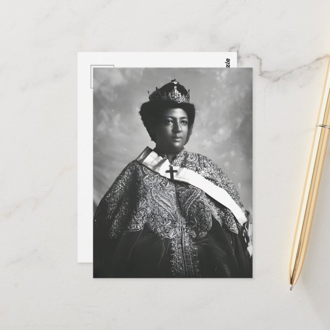 Cartão Postal Menen Asfaw Queen Africa Empress Selassie I Roots (Frente/Verso In Situ)