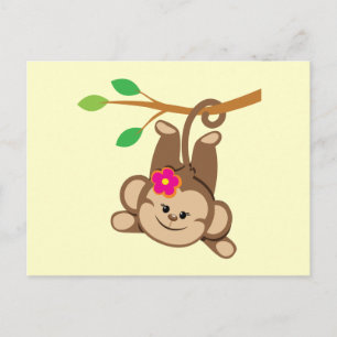 Cartão Postal Menina balançando macaco