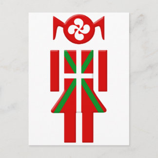 Cartão Postal Menina Basca bandeira Euskadi Bayonne