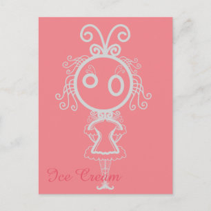 Cartão Postal Menina bonito dos desenhos animados de Kawaii