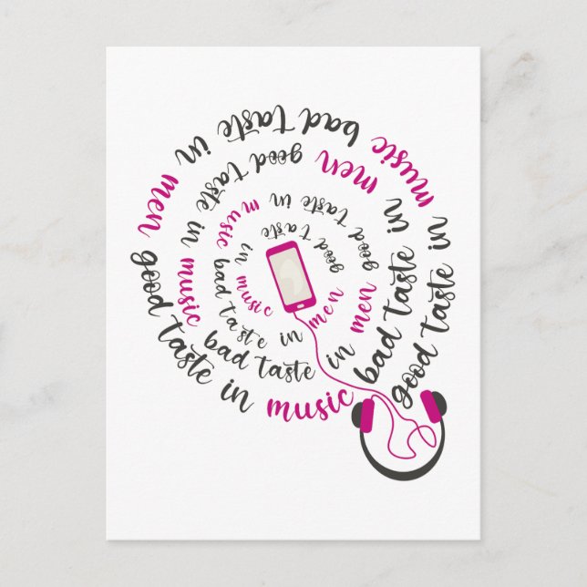 Cartão Postal Menina cita Bom gosto na música, mau gosto nos hom (Frente)
