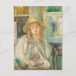 Cartão Postal Menina com Chapéu de Palha   Berthe Morisot