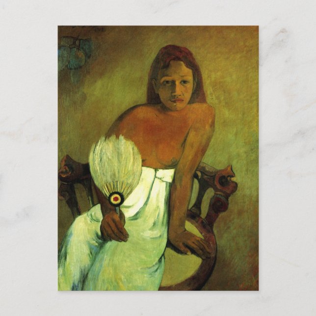 Cartão Postal Menina com fã - Paul Gauguin (Frente)