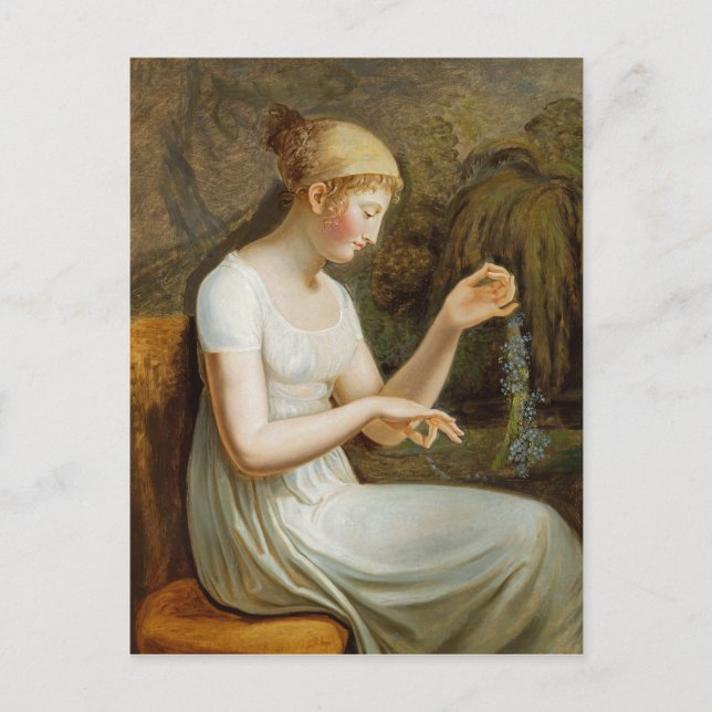Cartão Postal Menina com flores (Frente)
