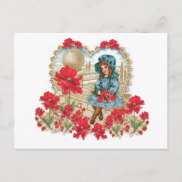 Cartão Postal Menina com Papoulas