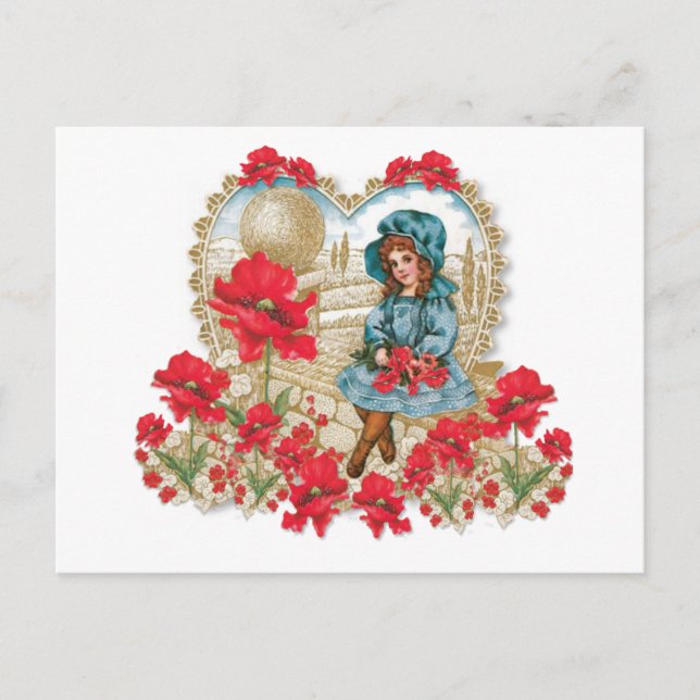 Cartão Postal Menina com Papoulas (Frente)