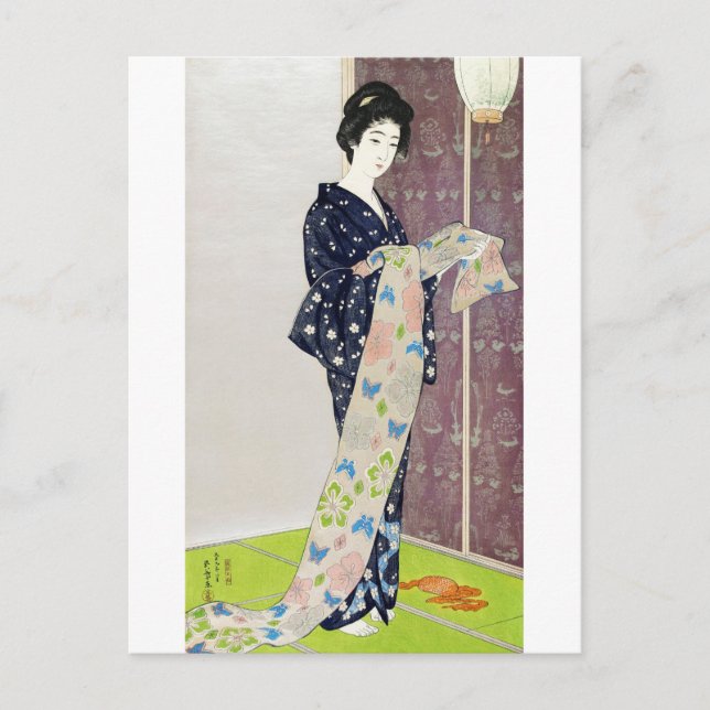 Cartão Postal Menina com Roupa de Verão, Goyō Hashiguchi (Frente)