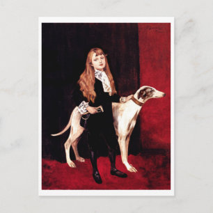 Cartão Postal Menina Com um Galgo