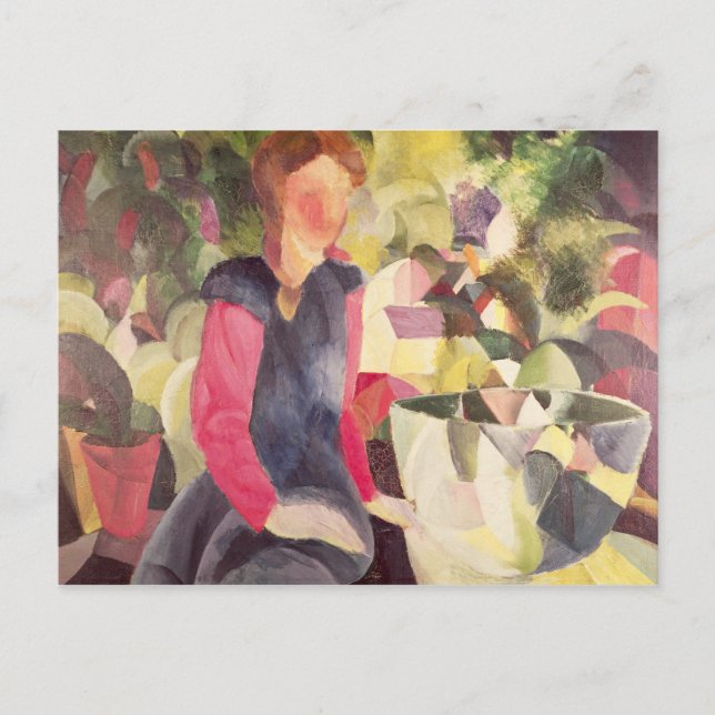 Cartão Postal Menina com uma tigela de peixes, século 20 (Frente)