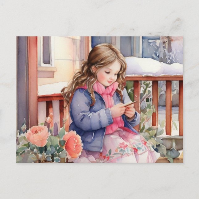 Cartão Postal Menina criando (Frente)