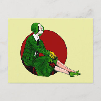 Cartão Postal Menina da Flapura do Estilo de Idade do Jazz Retro
