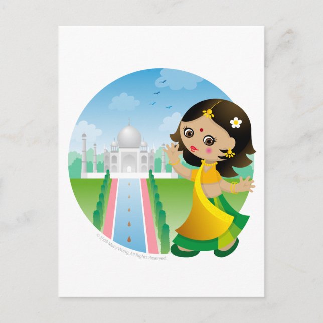 Cartão Postal Menina da Índia (Frente)