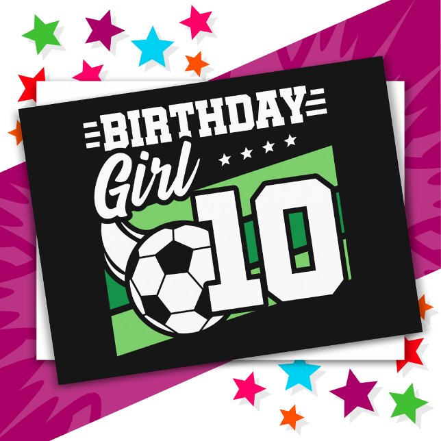 Cartão Postal Menina de 10 anos de futebol aniversário de 10 ano (Criador carregado)