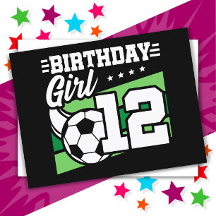 Cartão Postal Menina de 12 anos de futebol futebol aniversário d