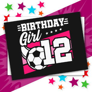 Cartão Postal Menina de 12 Anos Futebol de Futebol Aniversário d