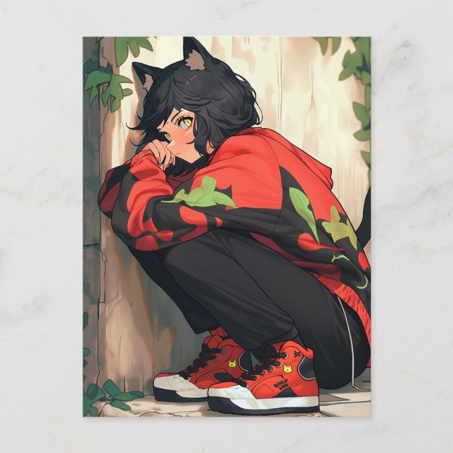 Cartão Postal Menina de Animação Bela (Frente)