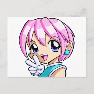 Cartão Postal Menina de Animação Bonita