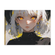 Menina de animação em roupas pretas, postcross