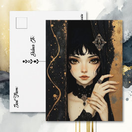 Cartão Postal Menina de Anime Gótico | Mantendo Contato