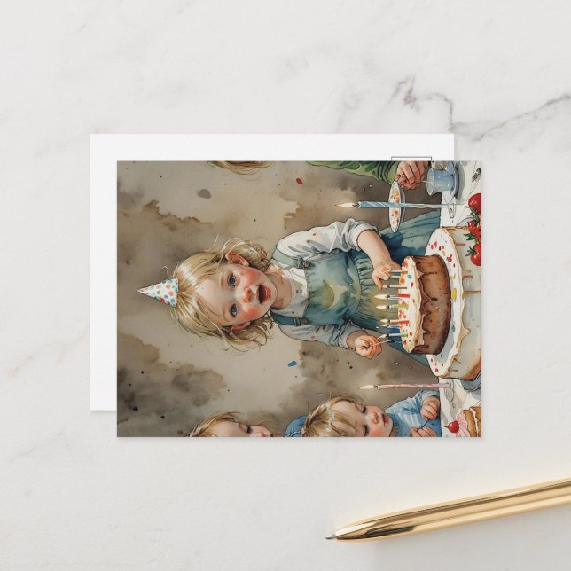 Cartão Postal Menina de Aniversário  (Frente/Verso In Situ)