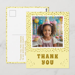 Cartão Postal Menina de Aniversário Brilho Falso Dourado Foto Ob
