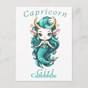 Cartão Postal Menina de Capricórnio Sereia Thunder_Cove