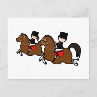 Cartão Postal Menina de desenho animado bonita andando de cavalo