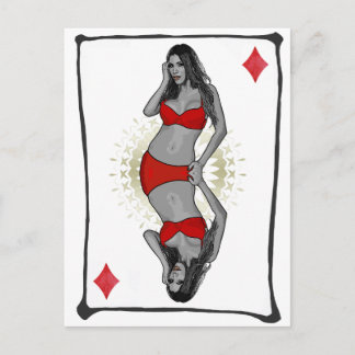 Cartão Postal Menina de Desenho Animado de Carta de Baralho Diam
