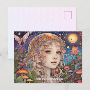 Cartão Postal Menina de fantasia mística - Magia personalizada