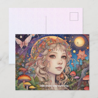 Cartão Postal Menina de fantasia mística - Magia personalizada