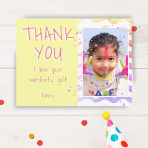 Cartão Postal Menina de Foto de Crianças Amarelas Aniversário Ob
