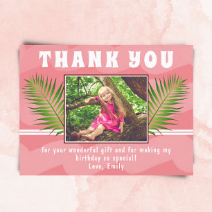 Cartão Postal Menina de Fotografia de Aniversário de Folha Tropi