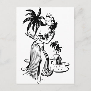 Cartão Postal Menina de Hula