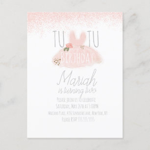 Cartão Postal Menina de Tutu Mínimo Aniversário de Dois Anos Bri