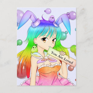 Cartão Postal Bonita Anime Bruxa Fantasia Art